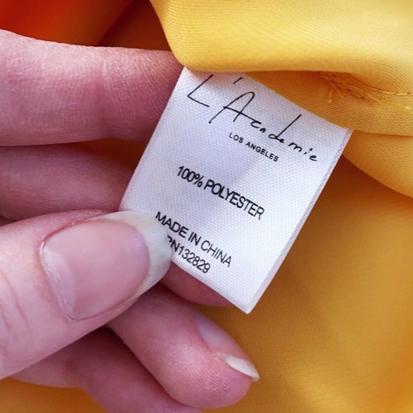 L'Academie X Revolve Marigold Yellow Off-Shoulder Ruffle Satin Cami Top M - Picture 7 of 12